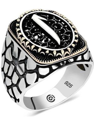 Gumush Hk Gümüş Erkek Yüzük Elif Oval |Gümüş Takı Hediyelik Ürünler