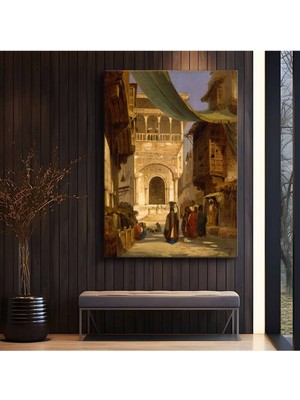 David Roberts Kahire Tarihi Sokağı Kanvas Tablo Duvar Tablosu Dekoratif Ressam Tablosu
