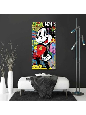 Mickie Mouse Grafitti Sokak Sanatı Sevimli Fare Dikey Hd Baskı Kanvas Tablo