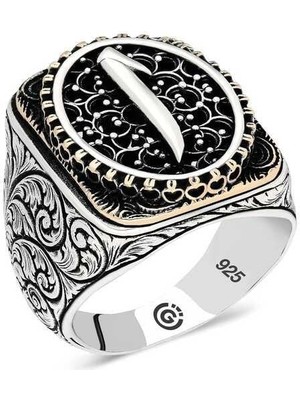 Gumush Hk Gümüş Erkek Yüzük Elif Oval |Gümüş Takı Hediyelik Ürünler