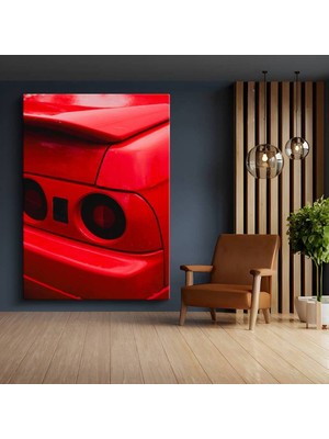 Ferrari Arka Stop Kırmızı Kanvas Tablo Italyan Spor Otomobil Detayı Tablo