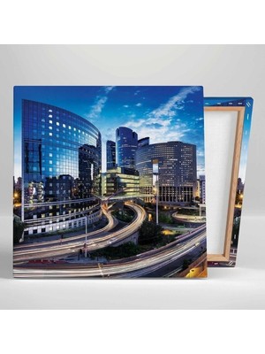 Şehir Manzarası Emlak Real Estate Emlakçı Hd Dijital Baskı Kare Kanvas Tablo Ofis Dekoru