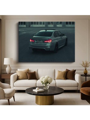 GülsenArt Bmw M3 Gece Aydınlatmalı Kanvas Tablo Arka Görünüm Alman Performansı Tablo