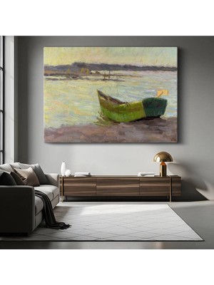 Claude Monet Yeşil Tekne Su Resmi Kanvas Tablo Duvar Tablosu Dekoratif Ressam Tablosu