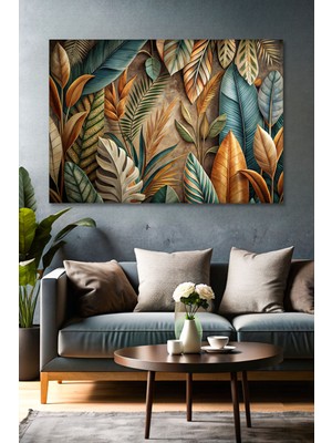 Modern Tropikal Yapraklar Tablo - Kanvas Tablo - Duvar Tablosu - Canvas Tablo - Duvar Dekoru