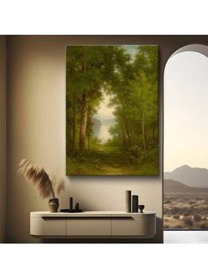 GülsenArt A.f. Bunker Yeşil Orman Patika Yolu Kanvas Tablo Duvar Tablosu Dekoratif Ressam Tablosu