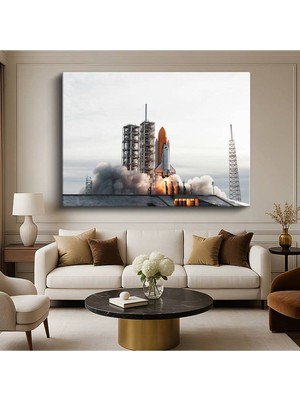 Uzay Mekiği Fırlatma Kalkış Kanvas Tablo Roket Görünümü Nasa Programı Tablo