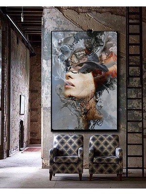 GülsenArt Soyut Sanat Dekoratif Ahşap Kanvas Duvar Boy Tablo Hd Dijital Baskı Dikey Kanvas Tablo 7451