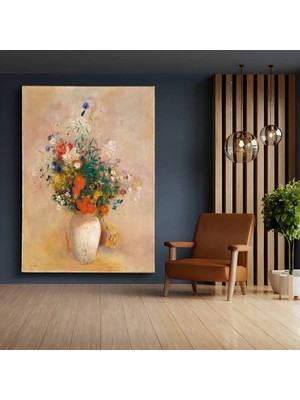 GülsenArt Odilon Redon Vazo Çiçekleri Sanat Kompozisyonu Kanvas Tablo Duvar Tablosu Dekoratif Ressam Tablosu