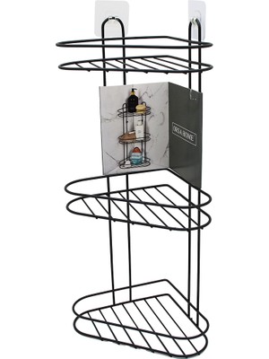 Neva Prime 3 Katlı  Siyah Metal Köşe Rafı (5361)