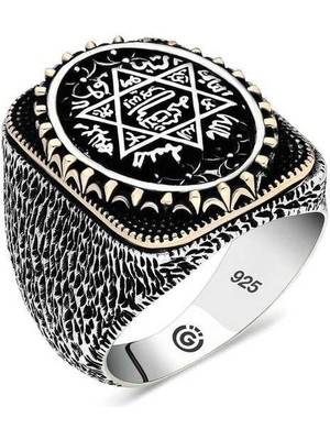 Gumush Hk Gümüş Erkek Yüzük Süleyman Mührü Oval |Gümüş Takı Hediyelik Ürünler