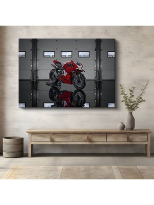 Ducati Panigale V4 Kırmızı Kanvas Tablo Italyan Yarış Motosikleti Superbike Tablo