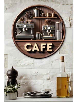 KutuTR 3D Görünümlü Temperli Cam Tablo – Cafe Temalı Duvar Süsü Uv Baskı 33X33 CM-CDS086