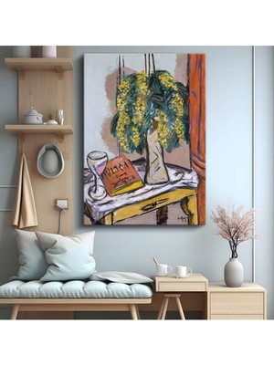 Henri Matisse Mimoza Vazo Çiçekleri Kanvas Tablo Duvar Tablosu Dekoratif Ressam Tablosu