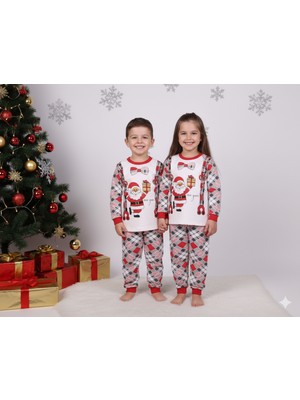 Masal Dünyası Bursa Noel Baba Desenli Unisex Çocuk Noel Yılbaşı Temalı Pijama Takımı 3-6 Yaş