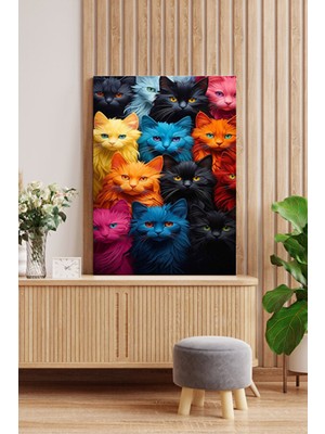 Kediler Dekoratif Hd Baskı Kanvas Tablosu Hd Dijital Baskı Dikey Kanvas Tablo