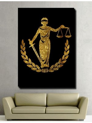 Altın Başak ve Adalet Tansırıçası Thermis ,hukuk Avukatlık Bürosu Hd Baskı Dikey Kanvas Tablo