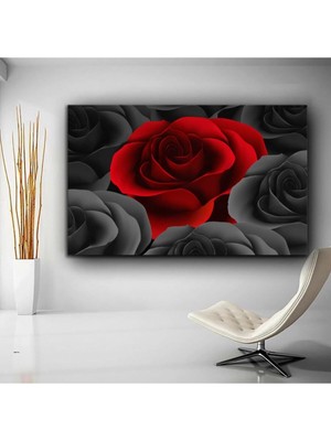 Tasarım Kırmızı Gül Hd Dijital Baskı Yatay Kanvas Tablo Oturma Odası Antre Dekoru