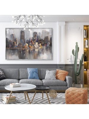 Yağlı Boya Görünümlü Boya Görünümlü Soyut Tablo Hd Dijital Baskı Yatay Panoramik Kanvas Tablo 5312