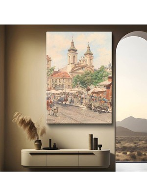 Franz Alt Pazar Meydanı Şehir Manzarası Kanvas Tablo Duvar Tablosu Dekoratif Ressam Tablosu