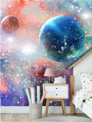 Dreamwall Galaksi Yıldızlar Desenli Silinebilir Tekstil Duvar Kağıdı