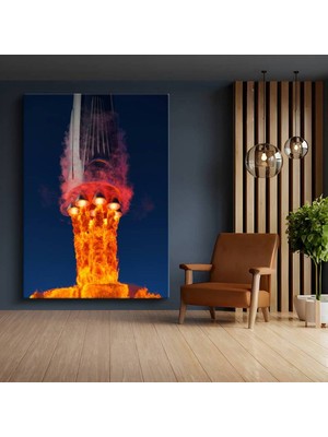 Roket Motoru Ateşleme Detay Kanvas Tablo Nasa Uzay Teknolojisi Tablo