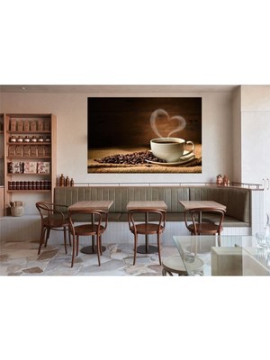 GülsenArt Şık Kalp Kahve Cafe Kanvas Duvar Tablosutablo Hd Dijital Baskı Yatay Kanvas Tablo 612