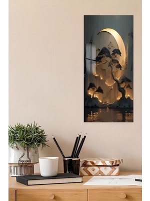 KutuTR Ay Işığı Manzaralı Temperli Cam Dik Tablo 30X60 cm Ebadında Uv Baskı - DCT088