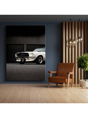 GülsenArt Ford Mustang Klasik Vintage Kanvas Tablo Amerikan Muscle Car Pony Tablo