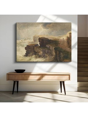 J.m.w. Turner Fırtınalı Deniz Kayalık Manzara Kanvas Tablo Duvar Tablosu Dekoratif Ressam Tablosu