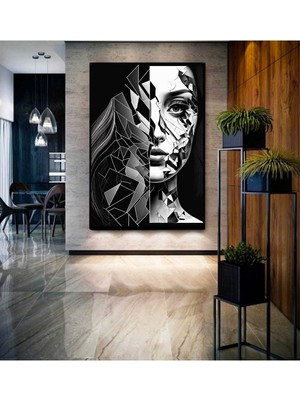 Soyut Sanat Dekoratif Ahşap Hd Dijital Baskı Dikey Kanvas Tablo Oturma Odası Ofis Dekor