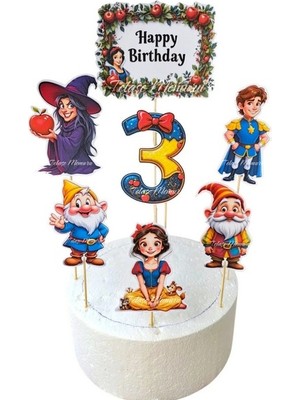 Telaşe Memuru Pamuk Prenses Doğum Günü Konsepti ve Pasta Süsü - 3 Yaş Pamuk Prenses Pasta Süsü ve Doğum Günü