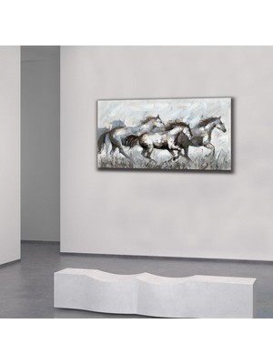 At Yağlı Boya Görünümlü Boya Tablo Hd Dijital Baskı Yatay Kanvas Tablo 642624