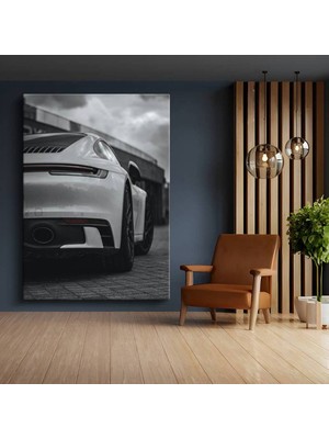 Porsche 911 Arka Görünüm Kanvas Tablo Stuttgart Spor Otomobil Klasiği Tablo