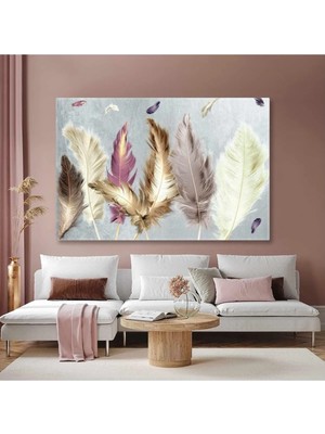Pastel Tonlarda Kuş Tüyü Hayvan Dekor Hd Baskı Kanvas Tablo AR030229