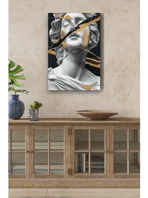 Modernist Rönesans Heykel Yağlı Boya Görünümlü Hd Dijital Baskı Dikey Kanvas Tablo