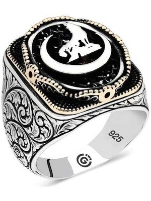 Gumush Hk Gümüş Erkek Yüzük Hilal Bozkurt Oval |Gümüş Takı Hediyelik Ürünler