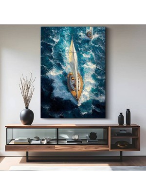 Yelkenli Tekne Okyanus Seyri Kanvas Tablo Denizcilik ve Yelken Sanatı Tablo