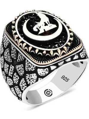 Gumush Hk Gümüş Erkek Yüzük Hilal Bozkurt Oval |Gümüş Takı Hediyelik Ürünler