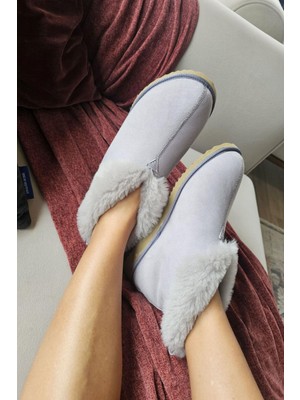 50 03 Topukla Kadın Dışı Hakiki Deri Içi Hakiki Kürklü Ev Pandufu