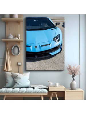 Lamborghini Aventador Mavi Süper Araba Kanvas Tablo Italyan Spor Otomobil Tablo