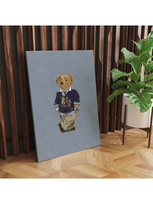 Hd Dijital Baskı Dikey Kanvas Tablo Teddy Bear Açık Mavi Desenli Çocuk Odası Oturma Odası Dekoru