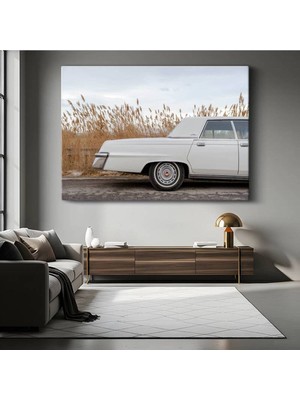 Cadillac Deville Beyaz Amerikan Kanvas Tablo Klasiği Detroit Lüksü Tablo