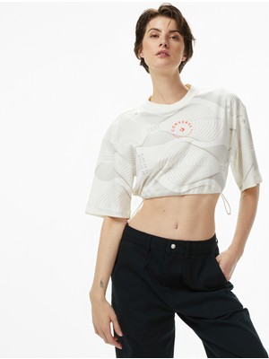 Converse Star Chevron Baskılı Kadın  Krem T-SHIRT.286