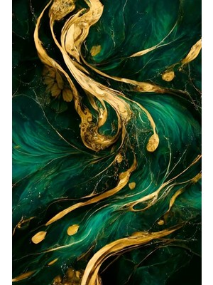 Mermer Yeşili Dekoratif Kanvas Duvar Tablo Hd Dijital Baskı Dikey Kanvas Tablo Oturma Odası Dekoru