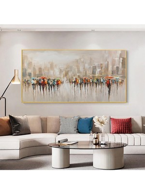 Yağlı Boya Görünümlü Hd Dijital Baskı Yatay Çerçevesiz Kanvas Soyut Tablo Oturma Odası Dekorasyonu