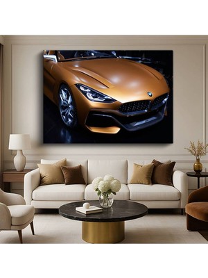 GülsenArt Bmw Z4 Concept Altın Kanvas Tablo Lüks Spor Otomobil Bavyera Tablo