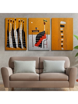 3'lü Set Kanvas Duvar Tablosu Hd Dijital Baskı Dikey Canvas Tablo Boho Klasik Modern Eu 214