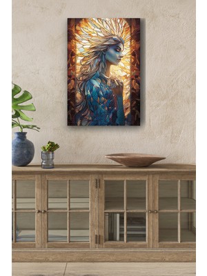 Cam Tasarım Görünümlü Kadın Çizim Yağlı Hd Baskı Kanvas Tablo