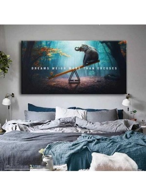 GülsenArt Dekoratif Butterfly & Elephant Hd Baskı Kanvas Tablo Hd Dijital Baskı Yatay Kanvas Tablo 642